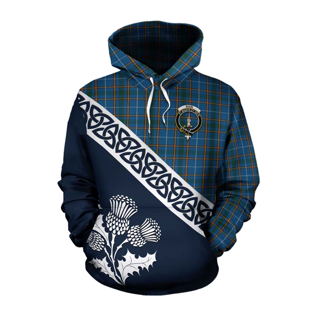 Bain Tartan Cotton Hoodie Featuring Thistle and Scotland Map Pullover Hoodie XS - Tartan Vibes Clothing