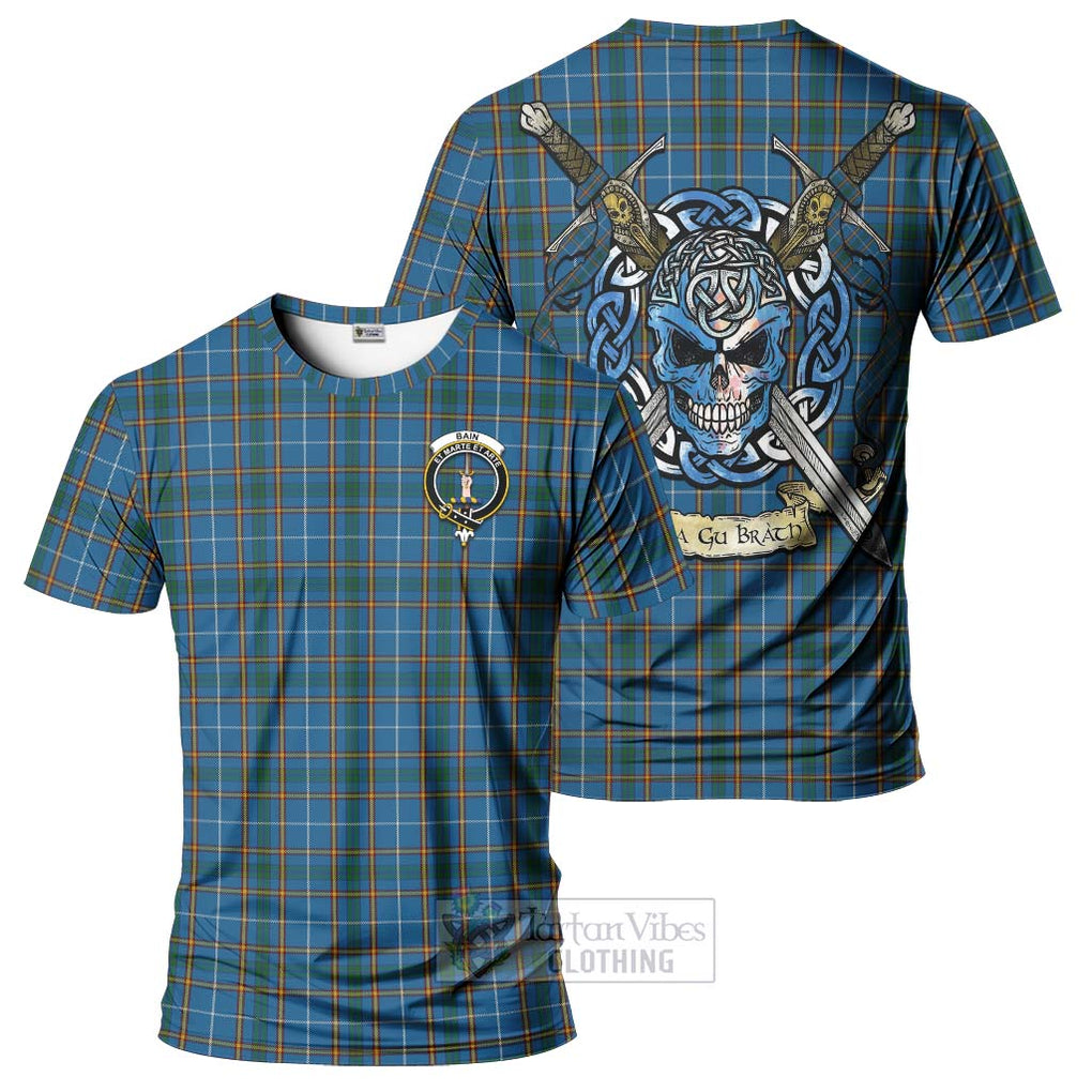 Bain Tartan T-Shirt with Family Crest Celtic Skull Style Kid's Shirt - Tartan Vibes Clothing