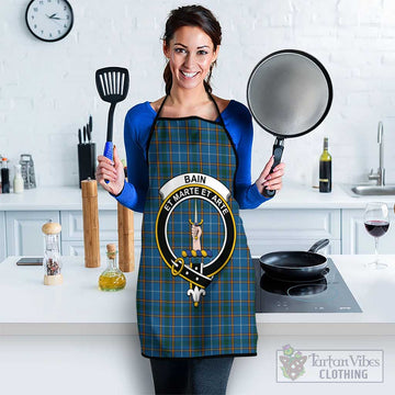 Bain Tartan Apron with Family Crest Black - Tartan Vibes Clothing