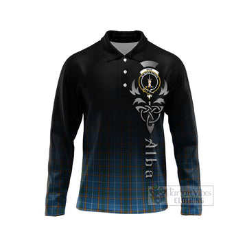 Bain Tartan Long Sleeve Polo Shirt Featuring Alba Gu Brath Family Crest Celtic Inspired Unisex - Tartan Vibes Clothing