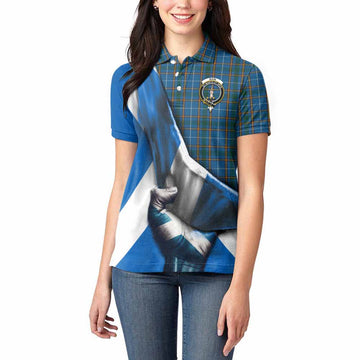 Bain Tartan Women's Polo Shirt with Family Crest Scotland Patriotic Style Women - Tartan Vibes Clothing