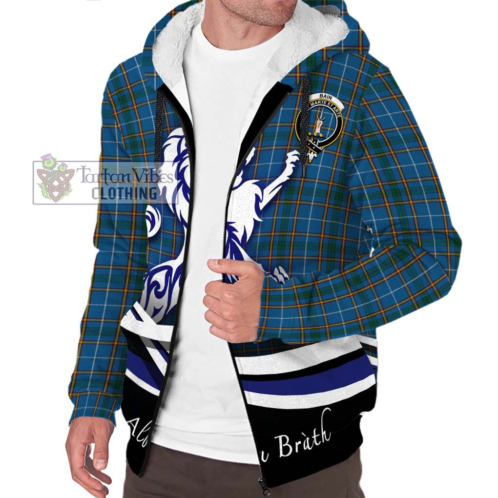 Bain Tartan Sherpa Hoodie with Alba Gu Brath Regal Lion Emblem Unisex S - Tartan Vibes Clothing