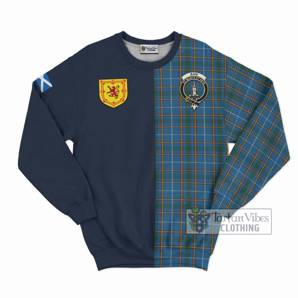 Bain Tartan Sweatshirt Alba with Scottish Lion Royal Arm Half Style Unisex - Tartan Vibes Clothing