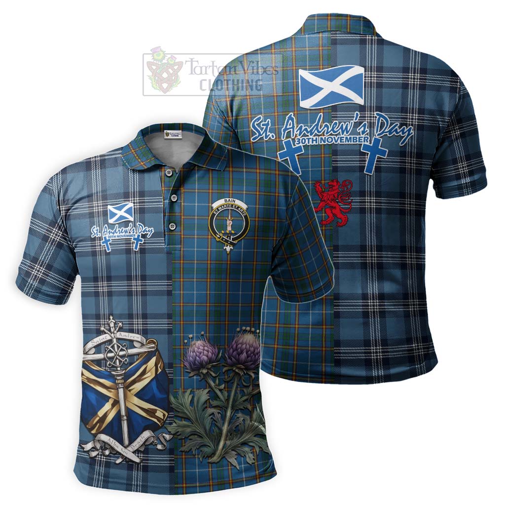 Bain Tartan Polo Shirt Happy St. Andrew's Day Half Tartan Style Kid - Tartan Vibes Clothing