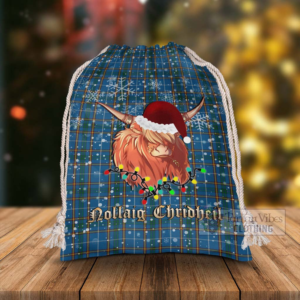 Bain Tartan Christmas Santa's Bag with Twinkle Highland Cattle - Tartan Vibes Clothing