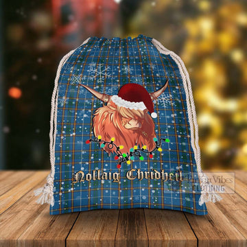 Bain Tartan Christmas Santa's Bag with Twinkle Highland Cattle - Tartan Vibes Clothing