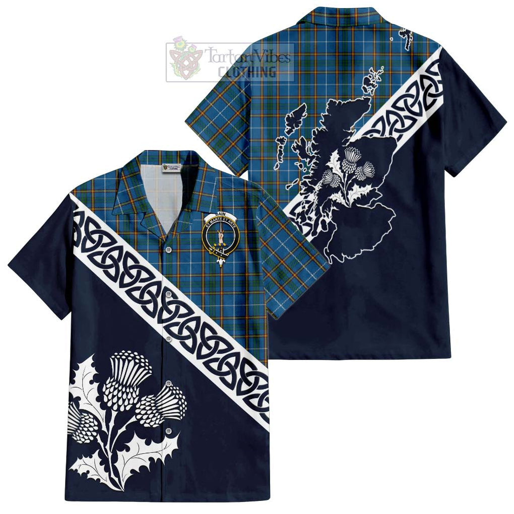 Bain Tartan Hawaiian Shirt Featuring Thistle and Scotland Map Kid - Tartan Vibes Clothing