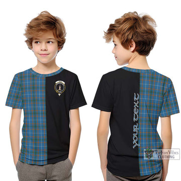 Bain Tartan Kid T-Shirt with Family Crest and Half Of Me Style Youth XL Size14 - Tartan Vibes Clothing
