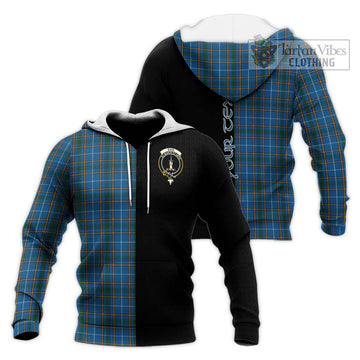 Bain Tartan Knitted Hoodie with Family Crest and Half Of Me Style Unisex Knitted Pullover Hoodie - Tartan Vibes Clothing