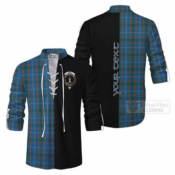 Bain Tartan Ghillie Kilt Shirt with Family Crest and Half Of Me Style Men - Tartan Vibes Clothing