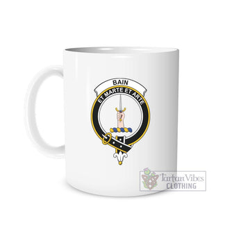 Bain Family Crest Ceramic Mug White - 2D-tartanvibesclothing