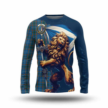 Bain Tartan Family Crest Long Sleeve T-Shirt with Scottish Majestic Lion Unisex - Tartan Vibes Clothing