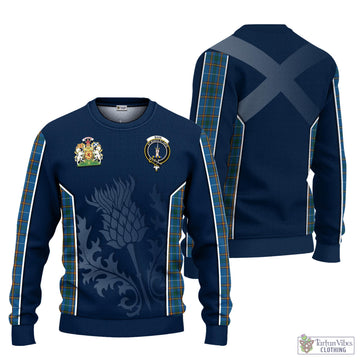 Bain Tartan Knitted Sweatshirt with Family Crest and Scottish Thistle Vibes Sport Style Unisex - Tartan Vibes Clothing