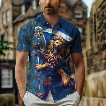 Bain Tartan Family Crest Hawaiian Shirt with Scottish Majestic Lion Kid - Tartan Vibes Clothing
