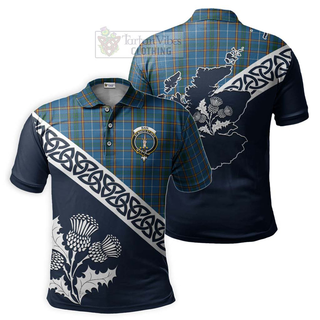 Bain Tartan Polo Shirt Featuring Thistle and Scotland Map Kid - Tartanvibesclothing Store