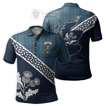 Bain Tartan Polo Shirt Featuring Thistle and Scotland Map Kid - Tartanvibesclothing Store