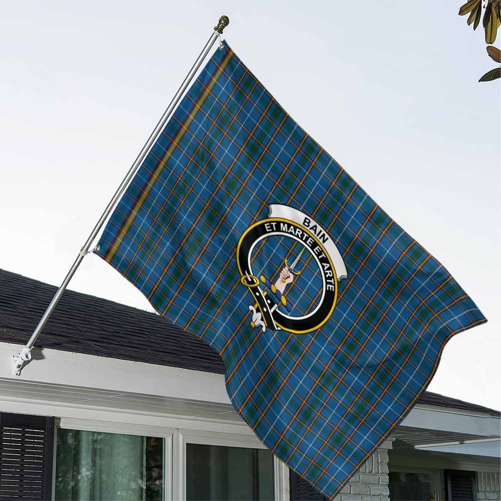 Tartan Vibes Clothing Bain Tartan House Flag with Family Crest