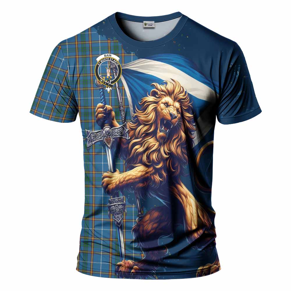 Bain Tartan Family Crest T-Shirt with Scottish Majestic Lion Kid's Shirt - Tartan Vibes Clothing