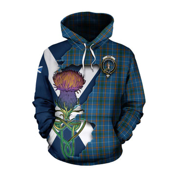 Tartan Vibes Clothing Bain Tartan Family Crest Cotton Hoodie Scottish Thistle Celtic Inspired
