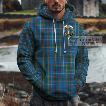 Bain Tartan Cotton Hoodie with Family Crest Zip Hoodie - Tartan Vibes Clothing