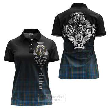 Bain Tartan Women's Polo Shirt Featuring Alba Gu Brath Family Crest Celtic Inspired Women - Tartan Vibes Clothing