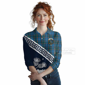 Bain Tartan Women's Casual Shirt Featuring Thistle and Scotland Map Female - Tartan Vibes Clothing