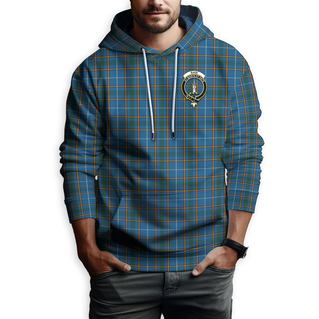 Bain Tartan Hoodie with Family Crest - Tartanvibesclothing