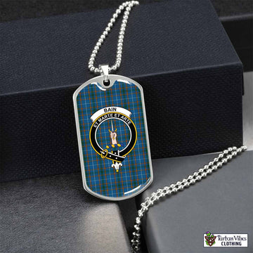 Tartan Vibes Clothing Bain Tartan Dog Tag Necklace with Family Crest