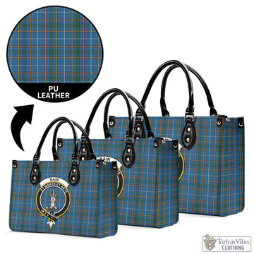 Bain Tartan Luxury Leather Handbags with Family Crest L - Tartan Vibes Clothing