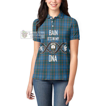 Bain Tartan Women's Polo Shirt with Family Crest DNA In Me Style Women - Tartan Vibes Clothing