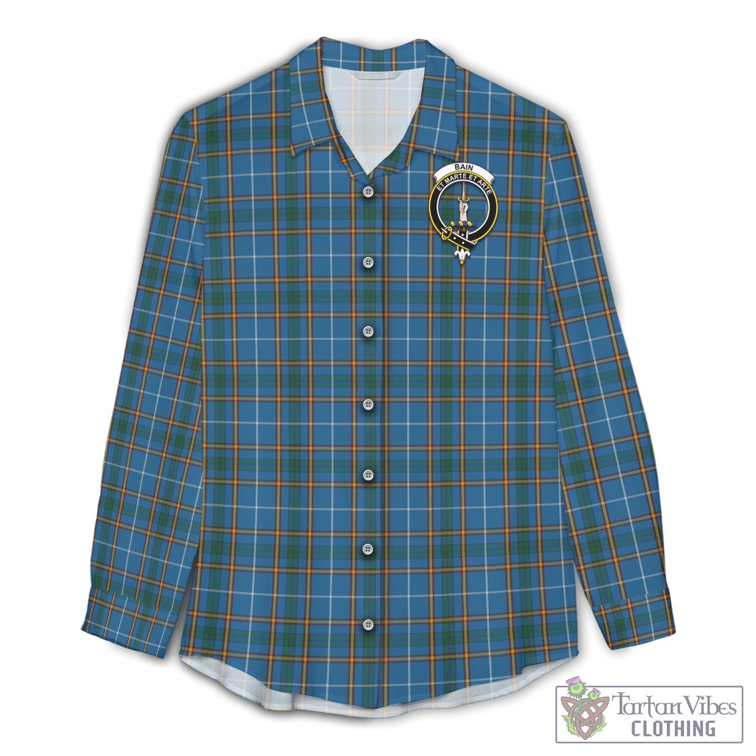 Bain Tartan Women's Casual Shirt with Family Crest Female - Tartan Vibes Clothing