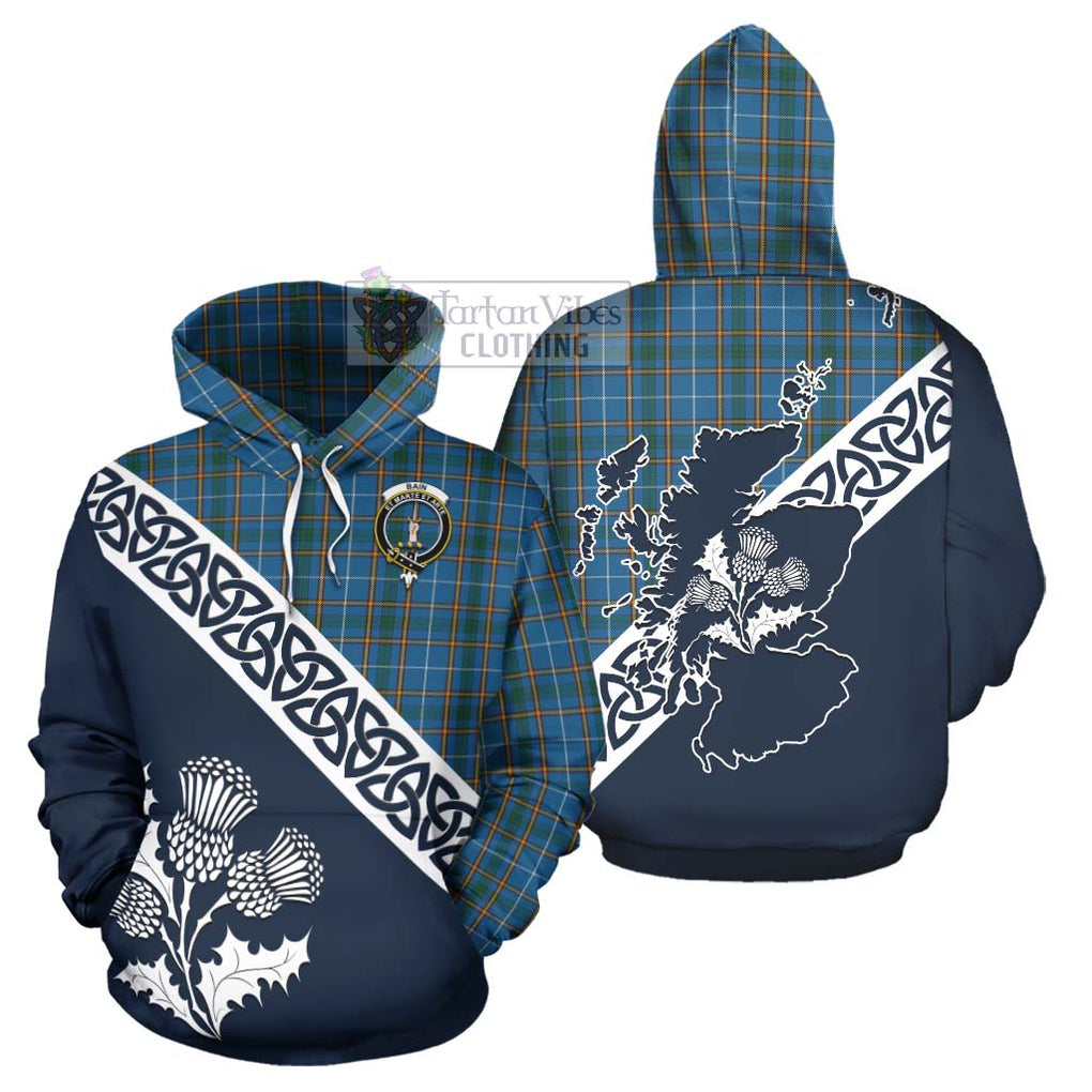 Bain Tartan Hoodie Featuring Thistle and Scotland Map Zip Hoodie - Tartan Vibes Clothing