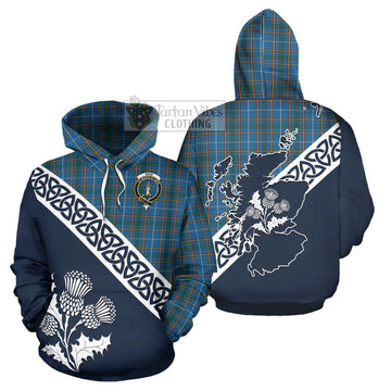 Bain Tartan Hoodie Featuring Thistle and Scotland Map Zip Hoodie - Tartan Vibes Clothing
