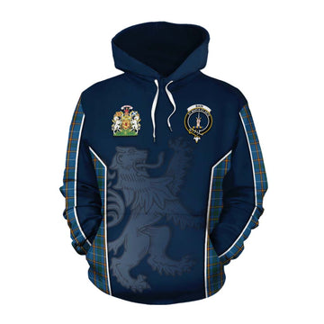 Bain Tartan Cotton Hoodie with Family Crest and Lion Rampant Vibes Sport Style Pullover Hoodie XS - Tartan Vibes Clothing