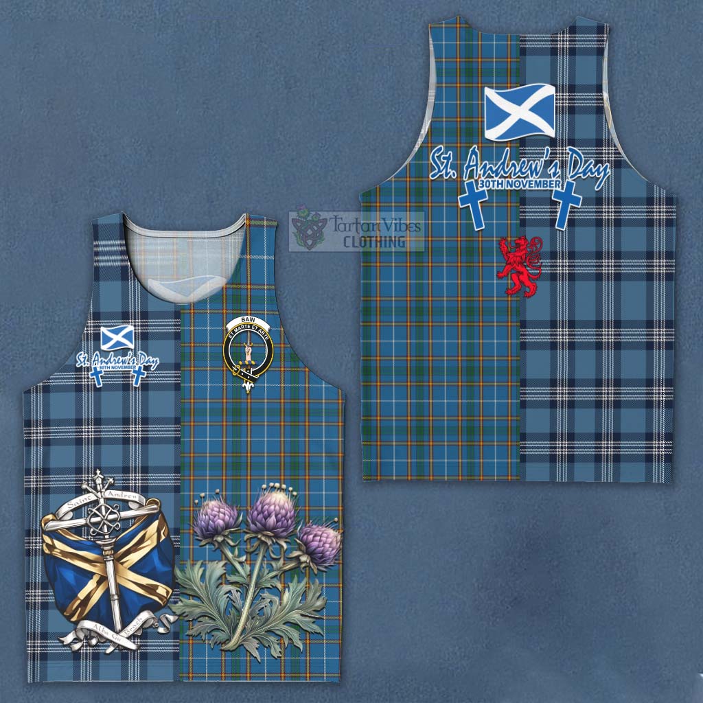 Bain Tartan Men's Tank Top Happy St. Andrew's Day Half Tartan Style Men - Tartan Vibes Clothing