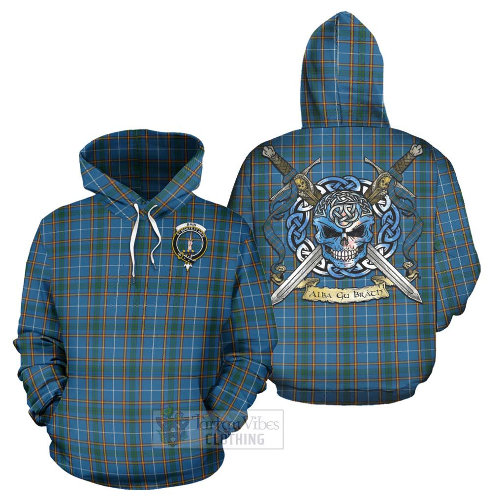Bain Tartan Hoodie with Family Crest Celtic Skull Style Zip Hoodie - Tartan Vibes Clothing