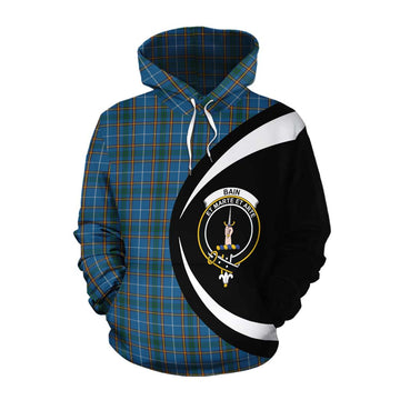 Bain Tartan Cotton Hoodie with Family Crest Circle Style Pullover Hoodie XS - Tartan Vibes Clothing