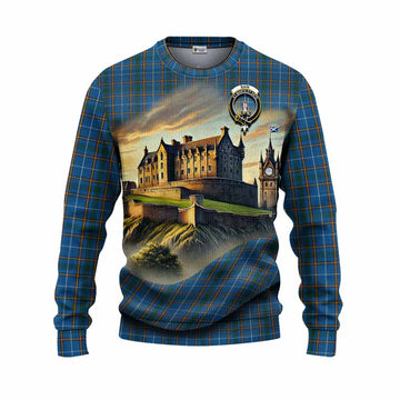 Bain Tartan Family Crest Knitted Sweater with Scottish Ancient Castle Style Unisex - Tartan Vibes Clothing