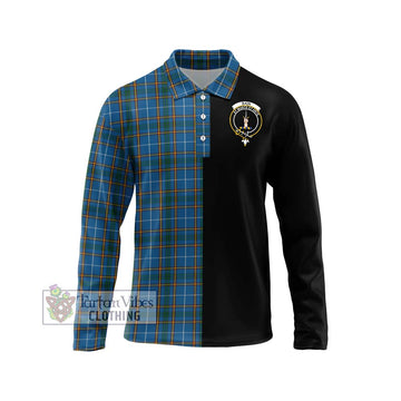 Bain Tartan Long Sleeve Polo Shirt with Family Crest and Half Of Me Style Unisex - Tartan Vibes Clothing