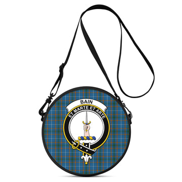 Bain Tartan Round Satchel Bags with Family Crest