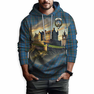 Bain Tartan Family Crest Hoodie with Scottish Ancient Castle Style Pullover Hoodie - Tartan Vibes Clothing