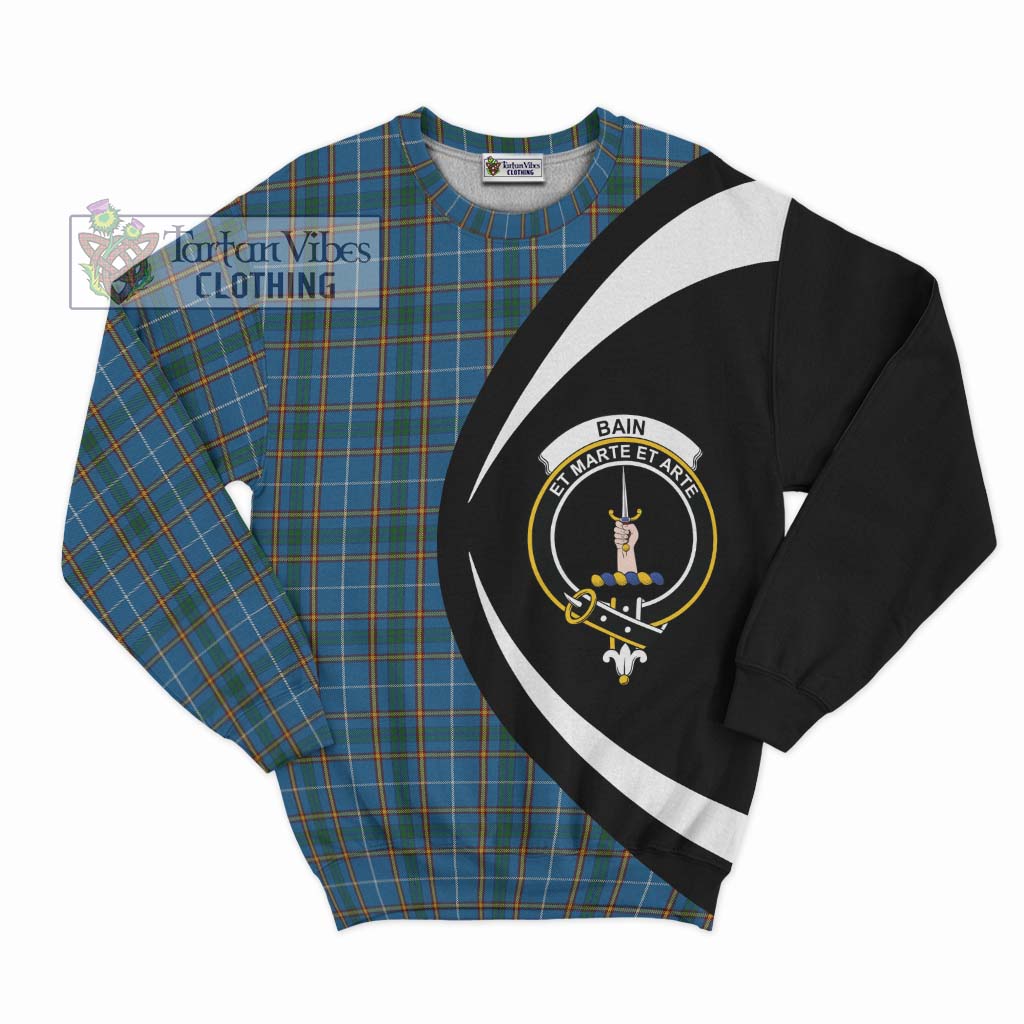 Bain Tartan Sweatshirt with Family Crest Circle Style Unisex - Tartan Vibes Clothing