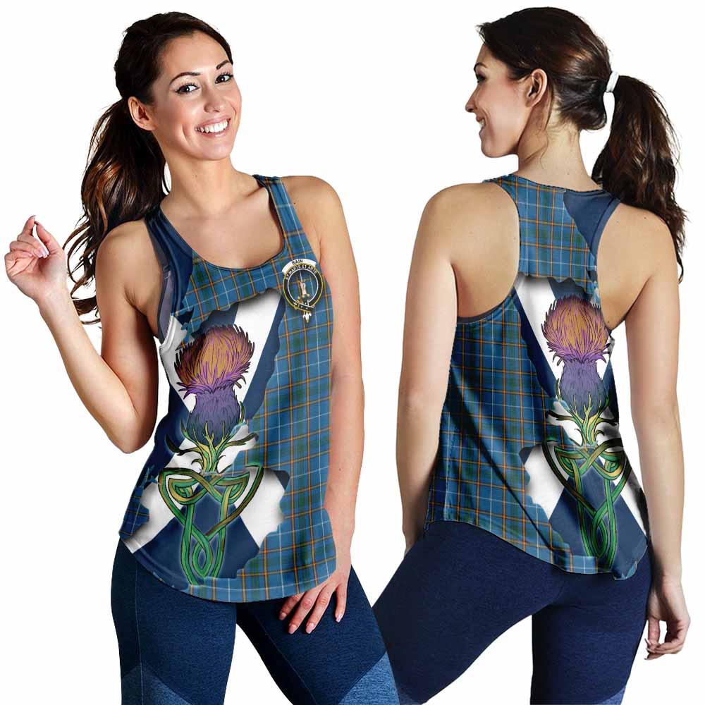 Tartan Vibes Clothing Bain Tartan Family Crest Women's Racerback Tanks Scottish Thistle Celtic Inspired
