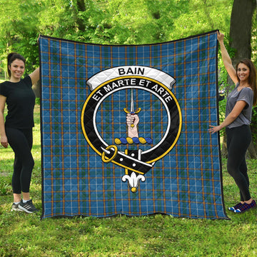 Bain Tartan Quilt with Family Crest - Tartanvibesclothing