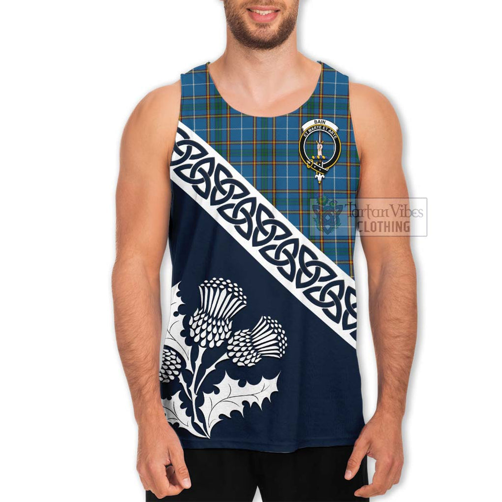 Bain Tartan Men's Tank Top Featuring Thistle and Scotland Map Men - Tartan Vibes Clothing
