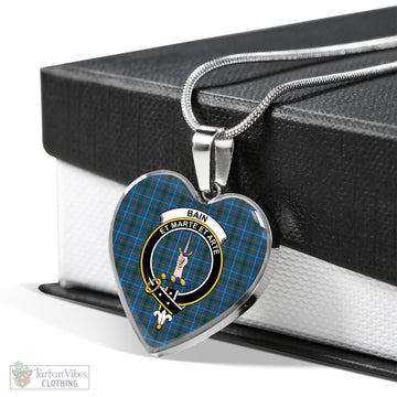Bain Tartan Heart Necklace with Family Crest Luxury Necklace (Silver) No - Tartan Vibes Clothing