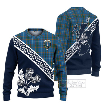 Bain Tartan Ugly Sweater Featuring Thistle and Scotland Map Unisex - Tartan Vibes Clothing