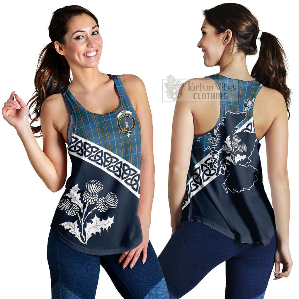 Bain Tartan Women's Racerback Tanks Featuring Thistle and Scotland Map 4XL - Tartan Vibes Clothing