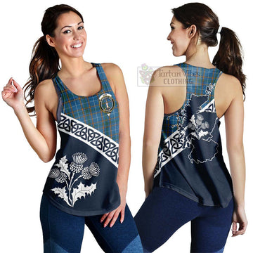 Bain Tartan Women's Racerback Tanks Featuring Thistle and Scotland Map 4XL - Tartan Vibes Clothing