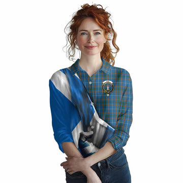 Bain Tartan Women's Casual Shirt with Family Crest Scotland Patriotic Style Female - Tartan Vibes Clothing